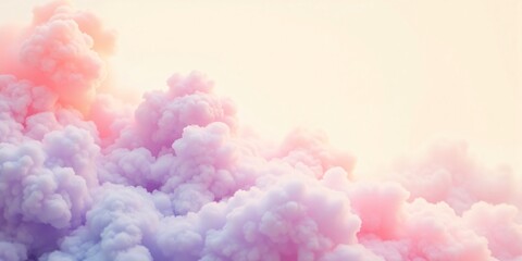 Fototapeta premium Dreamy pastel clouds float in a serene, sunlit sky, evoking feelings of peace and tranquility. A breathtaking view!