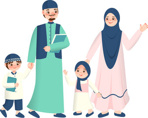Illustration of Muslim Characters in the Month of Ramadan