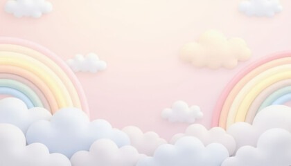 Fototapeta premium Pastel Clouds and Subtle Rainbow Glow