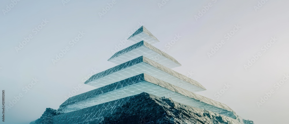 Aufkleber futuristic pyramid structure abstract 3d render minimalist tech design