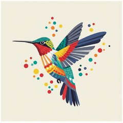 Obraz premium Fantasy world. Illustration of paradise hummingbird bird isolated on a light background. Abstract drawing.