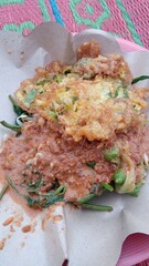 Omelette with mixed vegetables and Indonesian peanut sauce