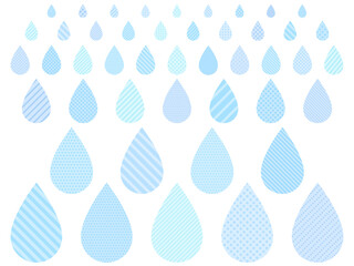 ドットとストライプ柄の水色の雫の飾りとフレームセット