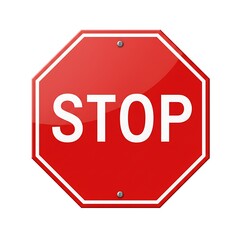 Illustration of a red octagonal stop sign isolated on a White background
