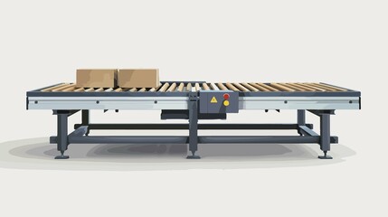 Modern Conveyor Machine with Packages Flat Vector Illustration