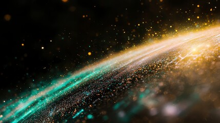 Obraz premium Futuristic Abstract Tech Background Golden Teal Particles