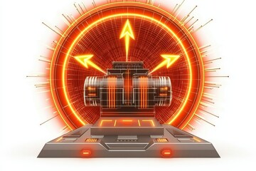 Fototapeta premium Futuristic Energy Pod with Dynamic Arrows and Vibrant Effects