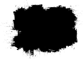 black ink brushed painting blank banner label artistic grunge graphic element