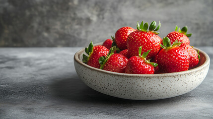 Fresh red strawberries in a bowl, highlighting their vibrant color and fresh texture.