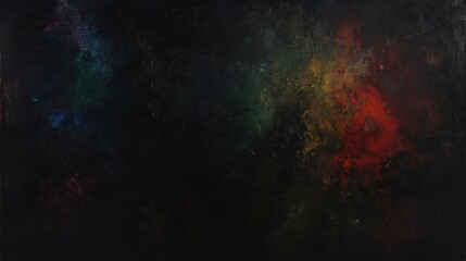 Fototapeta premium Black space with faint multicolored gradients: Subtle washes of red, green, blue, and yellow creating a moody, abstract vibe.