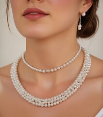 Woman wearing diamond necklace