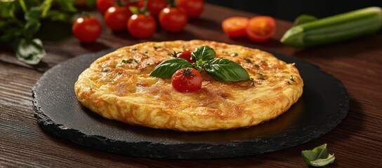 Delicious Spanish Tortilla on a Slate Plate