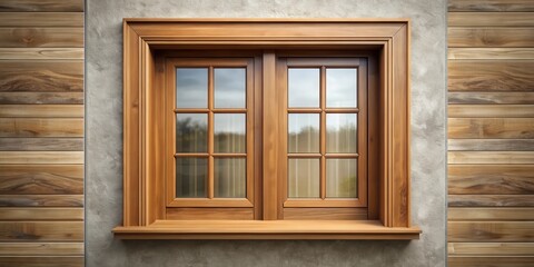 Obraz premium Wooden luxury style window in a wall , luxury, wooden, window, architecture, elegant, design, home, house, interior, vintage