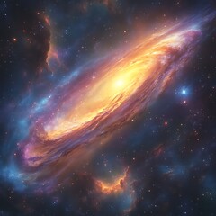 Bright spiral galaxy in deep space.