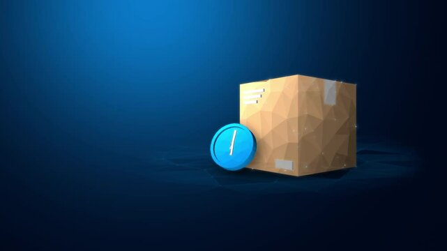 Time Management and Efficient Delivery Concept Featuring Parcel and Clock Symbol, Looped Animation with Alpha Channel for Transparent Background.