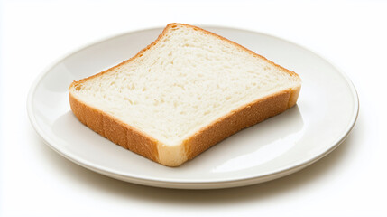 A clean, white plate with one slice of bread,