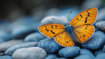 Obraz premium Serene Orange Butterfly on Smooth Stones