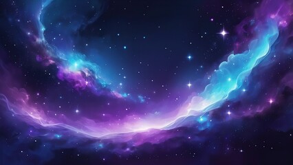 Fototapeta premium Dreamy galaxy abstract, deep purples, blues, and stars with a glowing effect.