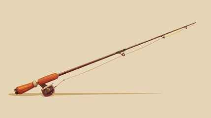Fototapeta premium Professional Curved Fishing Rod Equipment Vector Illustration