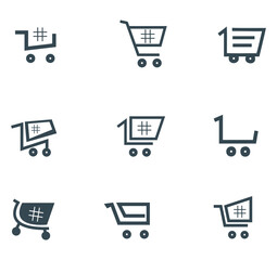 Shopping cart icon. Add to cart button. Online store basket vector illustration. Supermarket symbol. Commercial sign.