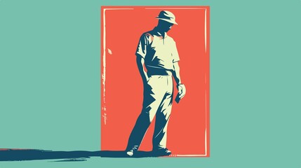 Professional Cricket Player Standing Flat Vector Illustration