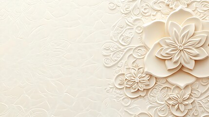 Elegant Cream Floral Wall Design Embossed Texture