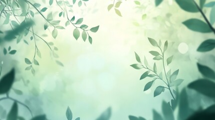 Soft Green Leaves in Gentle Light Abstract Nature Background