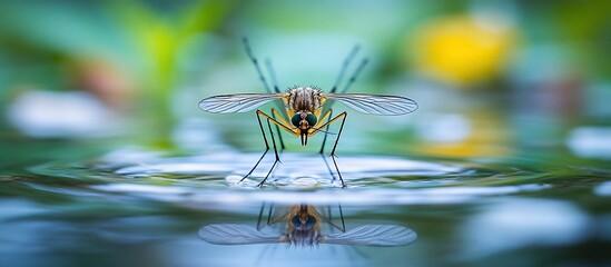 Naklejka premium A Mosquito's Reflection: A Macro Photography Masterpiece