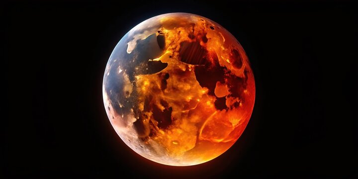 Lunar Eclipse with Cratered Surface, cosmic phenomenon, lunar cycle,  cosmic phenomenon