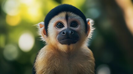 Naklejka premium Capuchin monkey against the background of nature