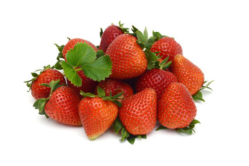 Stack strawberries on white background