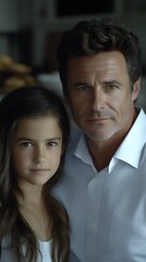 Fototapeta premium Close-up portrait of a father and daughter.