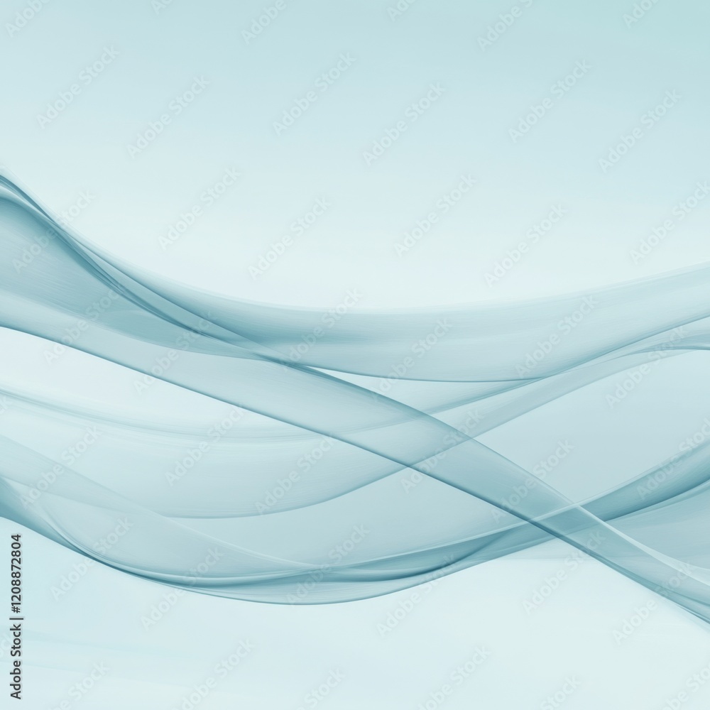 Poster soft fluid abstract waves in light blue tones for background use