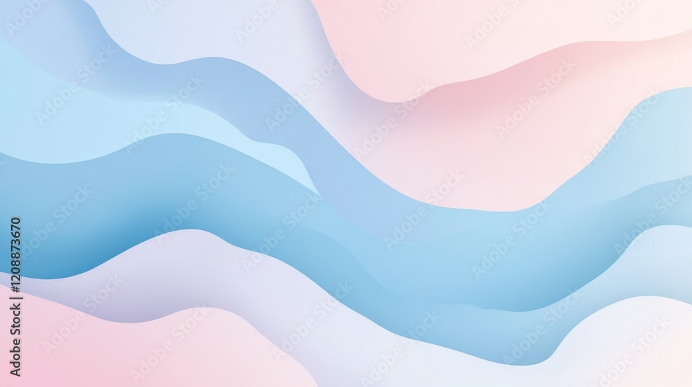 Poster abstract waves in soft pastel colors with fluid design elements
