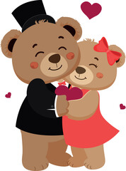 Teddy bear Valentines Day Couple