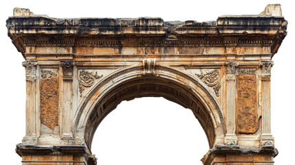 Obraz premium Historic arch shows ancient architectural design in a sunlit landscape isolated on transparent background