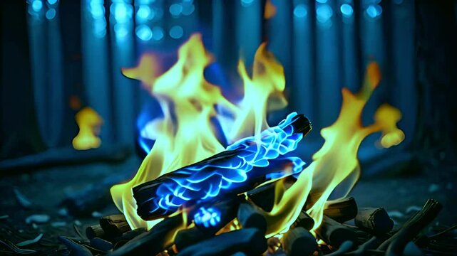 blue fire burning ice flower background