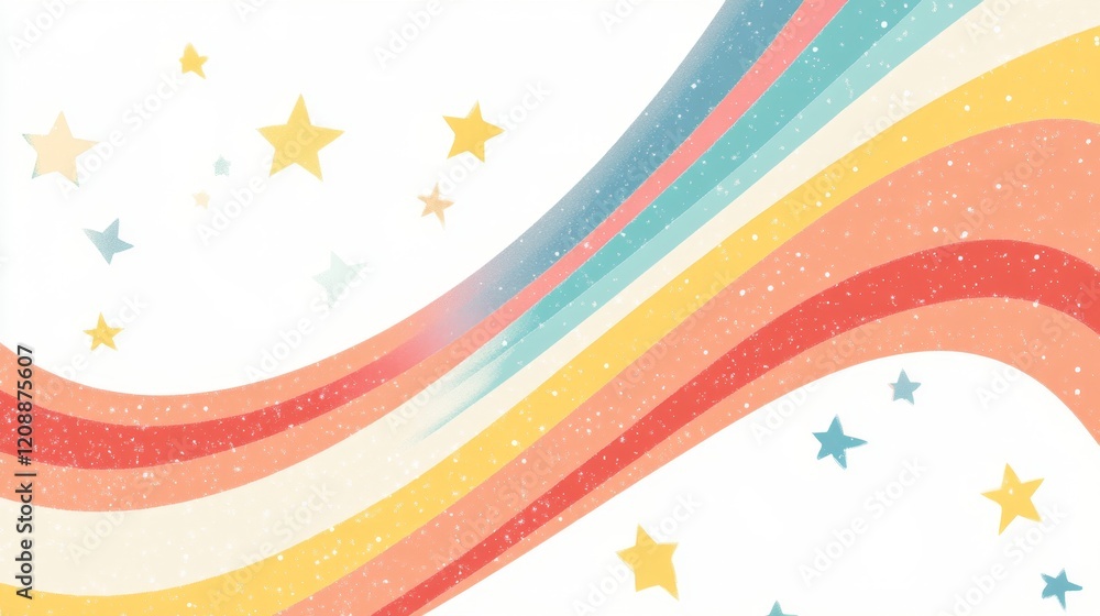 Poster colorful abstract background with waves and stars for design use