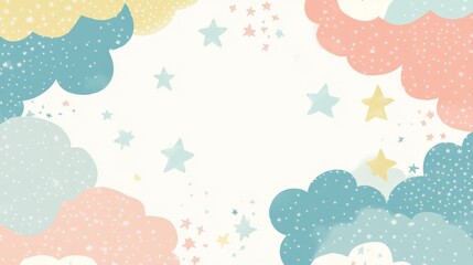 Soft Pastel Clouds and Stars Pattern for Fun Children's Art Projects