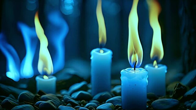 blue fire burning ice flower background