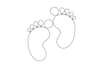 Continuous one line art drawing of human footprint design