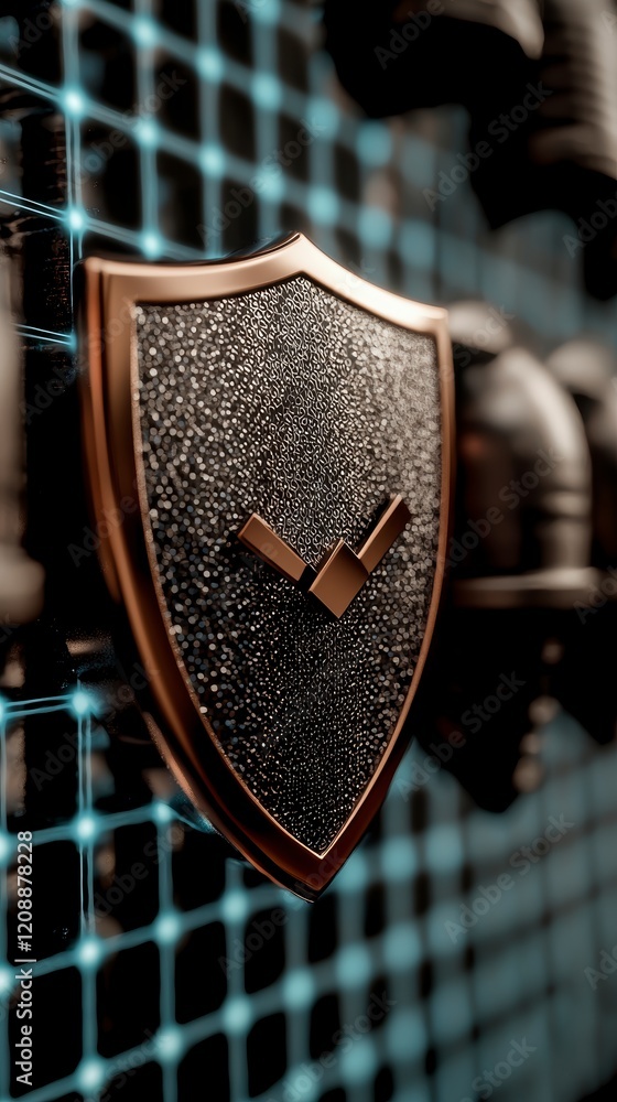 Poster secure shield digital grid network protection concept