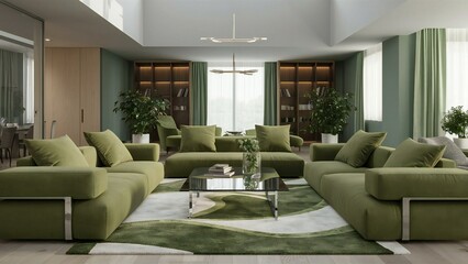 Fototapeta premium modern living room with fireplace