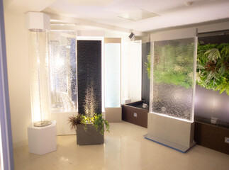 Special water runs inside acrylic panels semi-permanently. These polycarbonate partitions provide...
