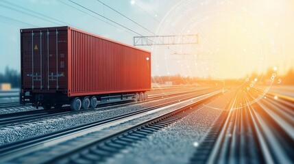 Fototapeta premium Dashboard displaying cargo temperature and location, advanced tracking systems, modern logistics technology