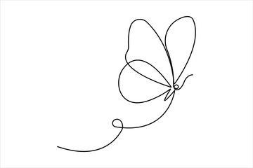 Continuous one line art drawing of butterfly design

