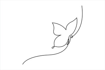 Continuous one line art drawing of butterfly design

