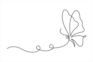 Continuous one line art drawing of butterfly design

