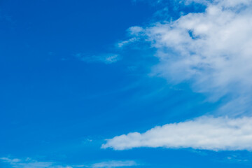 Panorama of cloud clear sky background for summer vacation concept at ocean and summer sea water with sunlight of beautiful cloudy	