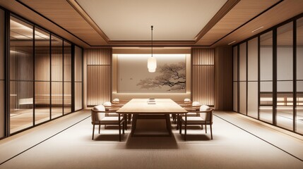 Serene Minimalist Japanese Dining Room Interior Design
